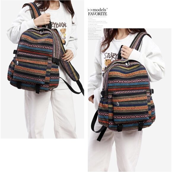 ? Yaopeing Casual Vintage Backpack Women Blue Unique Style Fashion BohoHandbag main image 4